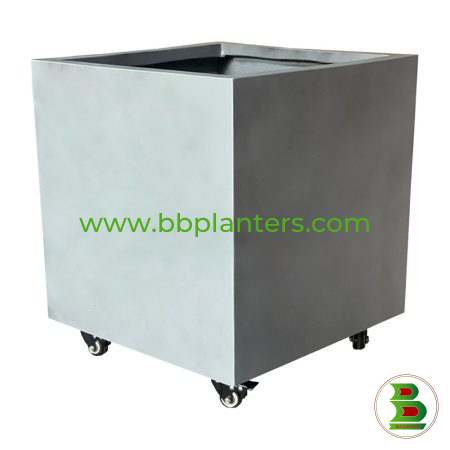 Fibrestone Cube Pot with Wheel base – BB2064